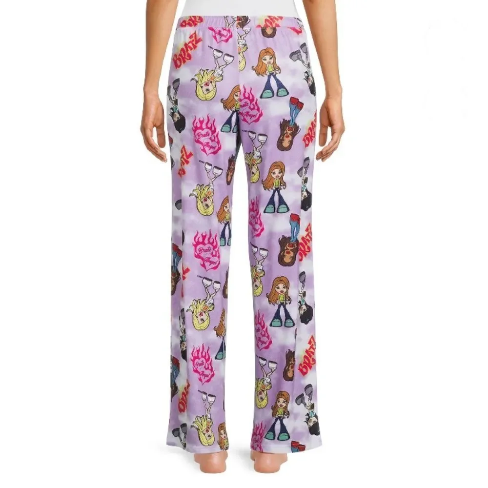 Women’s Juniors’ Bratz Print Comfy Lounge Pajama Sleep Pants, Size 2X